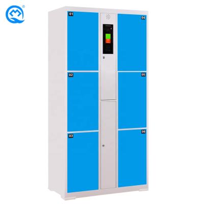 China Economical and Applicable Gymnasium Electronic Barcode Storage Cabinet Bag Smart 6 Doors Locker System for Supermarket/Mall for sale