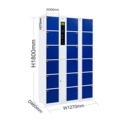 China High Quality Dark Blue Utilities Door Fingerprint ID Metal Wardrobe Lockers 18 School Dormitory Office Wardrobe for sale