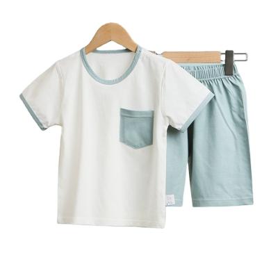 China Dropshipping Stock Cotton Summer Breathable Short Green Unisex Teen Girl Clothing Set Casual Ready Sleeve for sale