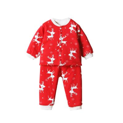 China Windproof Factory OEM Service Winter Cute Red Deer Printed For Newborn Baby High Fashion Clothing Christmas Top Pajamas for sale