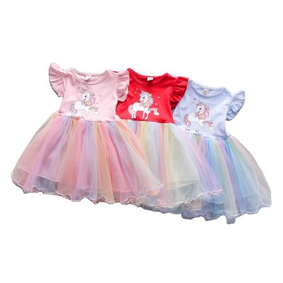 China Amazon Washable Hot Selling Unicorn Ready Running Flying Wing Kids Tutu Dress Girls Tutu Dress Kids Tutu Dress for sale