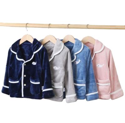 China Winter Casual Flannel Kids Soft Warm Solid Unisex Pajamas Long Sleeves Simple Children Pajamas Kids Pajamas for sale