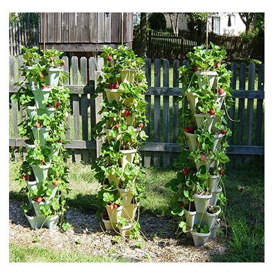 China Cheap Flower Herb Stacking Strawberry Plastic Flower Pot Tower Planter Vertical Garden Strawberry Growing/Vegetables 5 Rows for sale