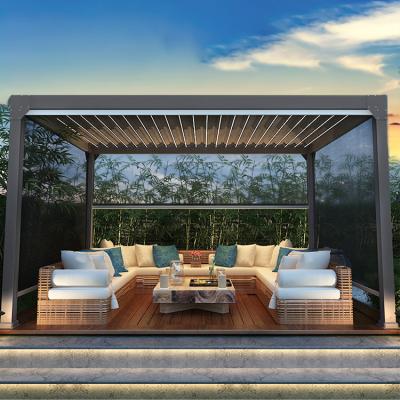 China Easily Assembled Outdoor Modern Aluminum Louvre Roof Side Screen Gazebo Bioclimatic Pergola For Sunshade for sale