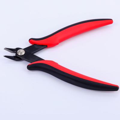 China Fore Edge 65mn Electronics Pliers Red Black Curved Nose Pliers for sale