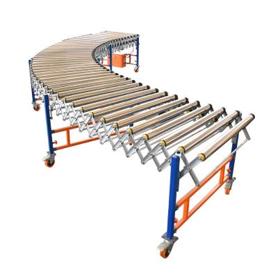 China Oil Resistant Height PVC Conveyor Adjustable Portable Steel Roller Conveyor System For Truck Loading for sale