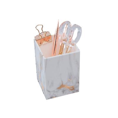 China Beautiful Cup for Desk Marble Pattern Makeup Brush Holder for Women Girls, Marble Pen Holder Ceramic Stand Desk Accessories Holder for sale