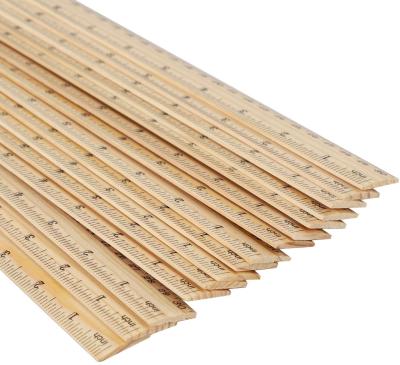 China Durable School Student Measuring 12 Inch Scale Rulers 2 Ambient And Pine Wood Hard Double Sided 30 Straight Ruler for sale