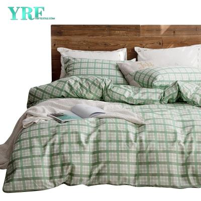 China Hot Selling Cotton Fabric 4 PCS King Bed Green Plaid Bedding Nondisposable for sale