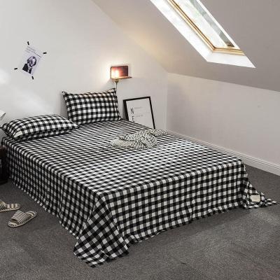 China Product Anti-Static Home Sheet Set Hypoallergenic Single Black And White Premium Plaid Bedding Set for sale