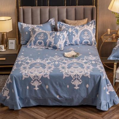 China China Good Quality Wholesale Anti-static Comfortable Double Bed Sheet Blue Bed Linen for sale