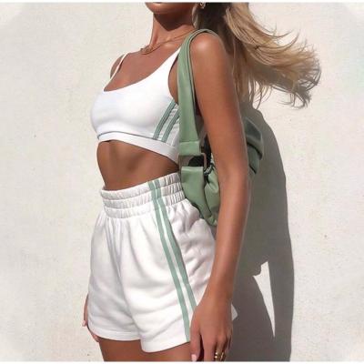 China Summer QUICK DRY Hot Selling Two-Piece Halter Crop Tops Casual Crop Top and Short Bike Gear for Women for sale