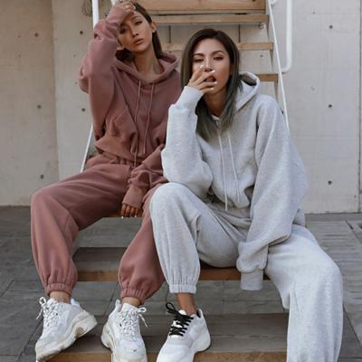 China New QUICK DRY custom design fitness 100% cotton hoodie and sweatpants set 2 piece tracksuit women tracksuit sets for sale