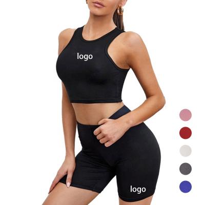 China New Fashion Breathable Active Wear Yoga Shorts Set Custom Gym Fitness Women Clothing 2 Piece Set for sale