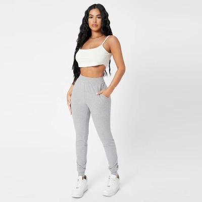 China Anti-Wrinkle OEM Women's High Waisted Joggers Pants Slim Fit Women's Empty Gray Sport Tracksuit With Side Pockets for sale