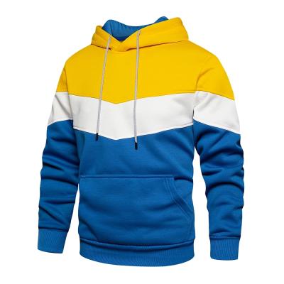 China Anti-wrinkle high quality 100% cotton patchwork hooded sweatshirt plus size casual loose fleece warm men's hoodies and sweatshirts for sale