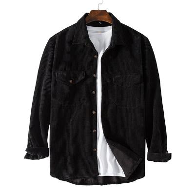 China Mens Corduroy Shirts Anti-pilling Long Sleeve Button Down Shirts High Quality Classic Custom Logo Embroidery Mens Shirts for sale