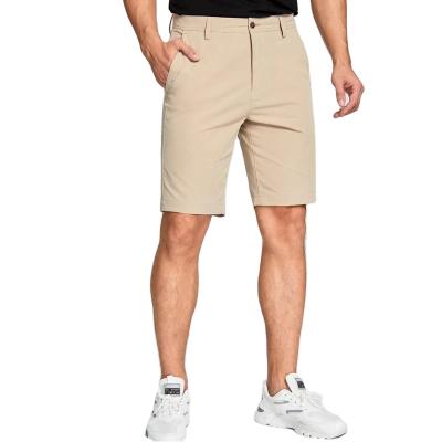 China Anti-Wrinkle 100% Polyester Men's Casual Button Up Fly Pocket Khaki Plain Shorts for sale