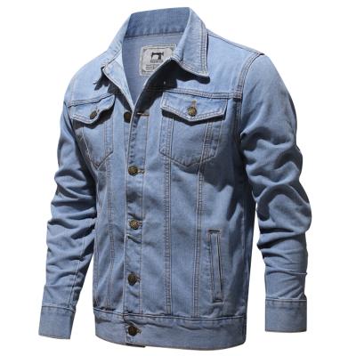 China New Casual Solid Cotton QUICK DRY Denim Jacket Men Plus Size M-5XL Lapel Single Breasted Jeans Jacket For Men for sale