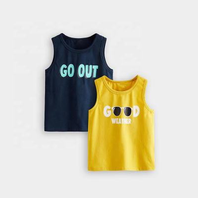 China Wholesale Custom Cotton T-shirt Baby Print Private Label Kids Boy Sleeveless Tank Tops Summer Anti-Shrink for sale