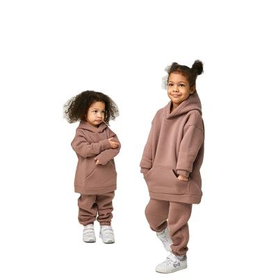 China Kids Clothing Winter Autumn Casual High Quality Plain 2 Piece Hoodie Set Custom Design Kids Tracksuits for sale