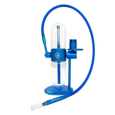 China Stainless Most Popular New Blue Gravity Hookah For 360 Cachimba Rotating Shisha Glass Gravity Set Led Hose for sale