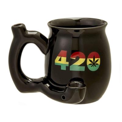 China Vintage Wholesale Custom Novelty Ceramic Pipe Mug For Coffee Smoke Pipe Mug Herb Marijuanna Frosted Accessories for sale