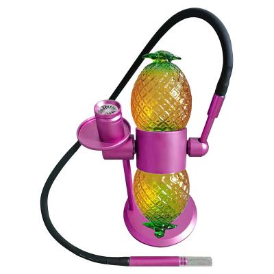 China Purple Metal Gravity Hookah Pineapple For Pineapple Hookah Shisha Gravity Pineapple Hookah Glass Glass Bottle for sale