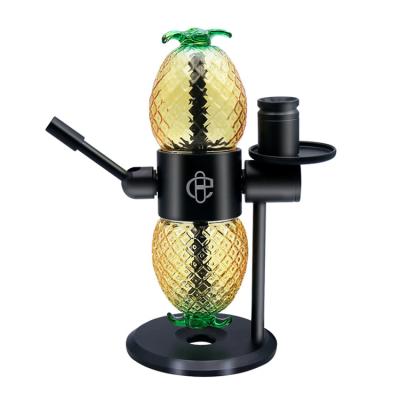 China Custom Logo Pineapple Gravity Hookah For Metal Gravity Hookahs Glass Pot 360 Degree Rotating Capsule Pineapple Shisha Glass Gravity for sale