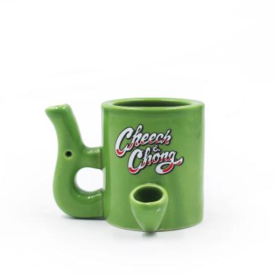 China Wholesale Creative Small Capacity Ceramic Mug+smoking Pipe Pipe Mug for Coffee Mug 420 Pipe Smoking Mug for sale