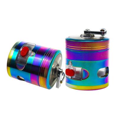 China Novelty lighters and crusherSmoking Pipes 63mm-4 Layer Metal Straight Manual Smoke Grinder Metal Drawer Smoking Accessories Zinc Alloy for sale