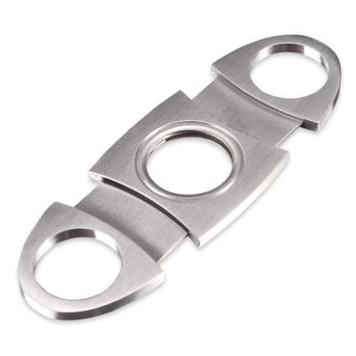 China Custom Gold Stainless Steel Accessories Smoke Knife Edge Double Head Cigar Cutter Scissors HLX-CU01 for sale