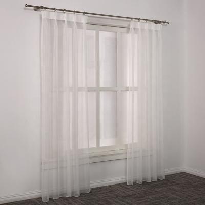 China Customized translucent pure white hotel polyester voile curtains curtins living room for home windows for sale