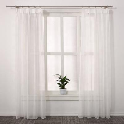 China Latest Design Ready Made Piece Translucent Dyed White Tulle Drapes Sheer Linen Curtain for sale