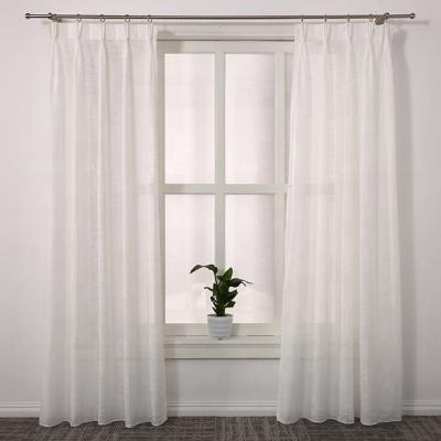 China Sheer Translucent Style Hotel Natural Linen Fabric Plaid Window Curtain Sheer Voile for sale