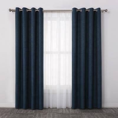 China Home Decor Dark Blue Blackout Window Soild Tropical Garden Curtain for sale