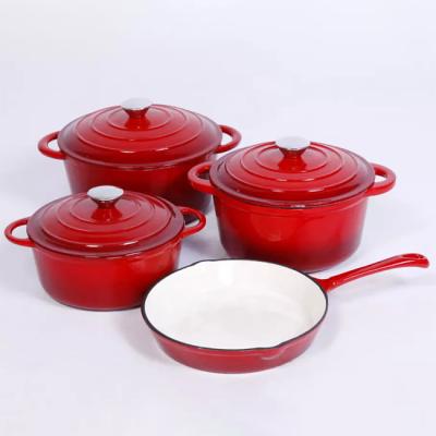 China Sustainable 7pcs Pots And Pans Non Stick Cookware Sets Enamel Cast Iron Cookware Set for sale