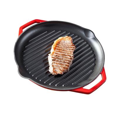 China High Quality Grill Pan Frying Baking Pan Cast Iron Hot Selling Family Kitchen Double Ears for sale