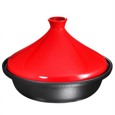 China Sustainable Non-Stick Casserole Pot Tagine Cooking Cast Iron Tagine Pot With Ceramic Lid for sale