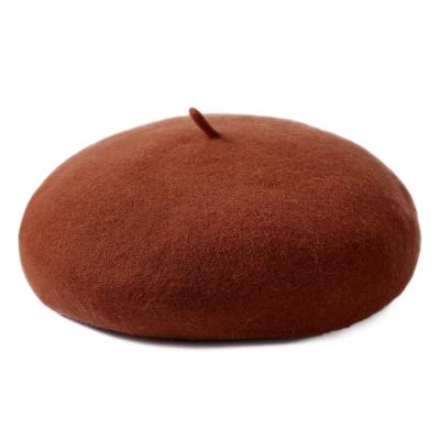 China 100% stylish ladies style ladies' beret new verified women's beret solid color wool hat retro winter hat French warm beanie hat flat surface ha for sale