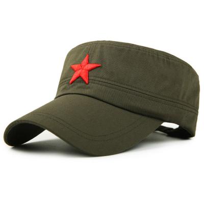 China NEW Picture Man Hat Women's Red Star Embroidery Cotton Vintage Military Men's Camouflage Flat Cap Leisure Summer Summer Adjustable for sale