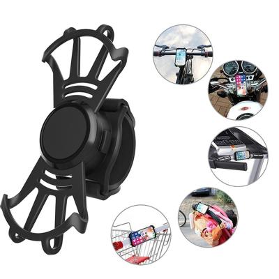 China Amazon Adjustable Hot Selling Universal Silicone Clip Bike Scooter Phone Holder Bicycle Phone Holder Bike Mount For Smartphone for sale