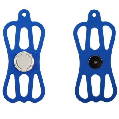 China Factory Wholesale Shockproof Silicone Cell Phone Multifunctional Case With Metal Ring Holder Matched Neck Strap Elastic for sale