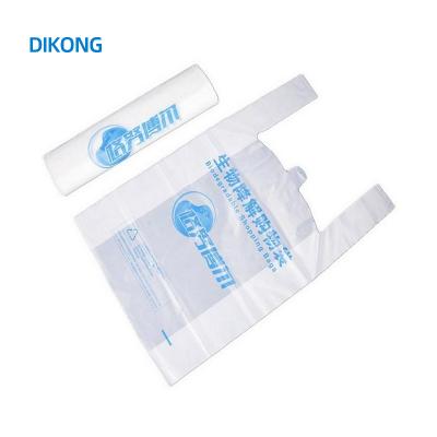 China Logistics Packaging Biodegradable Plastic Packaging T-shirt Bag Custom Logo Printing Private Label Bio Plastic Carry Bag for sale