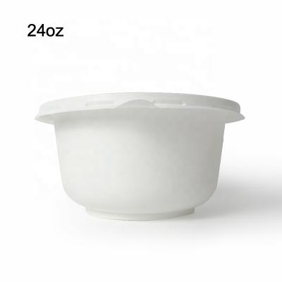 China High Quality 24oz Round Cornstarch Biodegradable Disposable Compostable Salad Bowl With Lids for sale