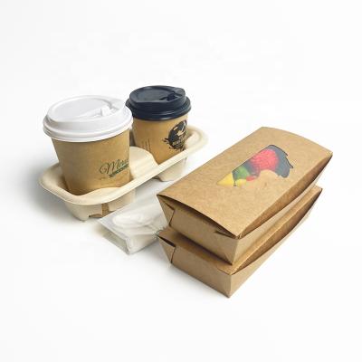 China Biodegradable Take Away Sandwich Wedge Paper Catering Graze Lunch Box Brown Kraft Paper Candy Food Boxes For Christmas for sale