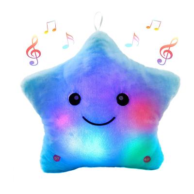 China Game Custom With Logo Fast Delivery Music Pillow Colorful Glowing Star Cushion Plush Doll Led Light Toys Gift for sale