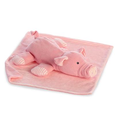 China Custom Play With Your Toys And Logo Pig Bunny Lion Animals Soft Baby Comfort Plush Fold Blanket Soother Babies Soft Plush for sale