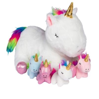 China 2022 Hot Sale Amazon Unicorn Stuffed Plush Toys Mummy Unicorn Game With Four Little Unicorn Plush Toy Education Interactive for sale