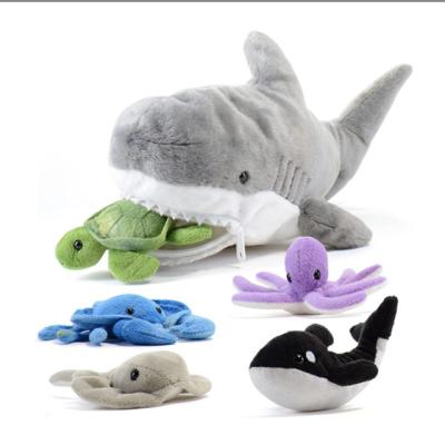 China 2022 Inter Educational Game Amazon Plush Shark Bag With Little Zipper Stuffed Dolphin /Turtle/Octopus/Crab Turtleay T for sale